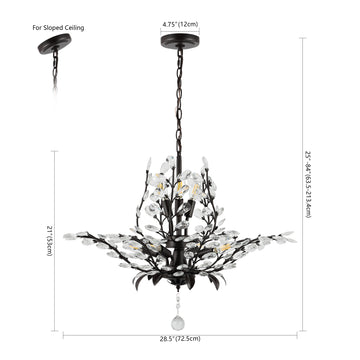 Diantha 28.5" 7-Light Contemporary Bohemian Iron/Acrylic LED Pendant - JONATHAN Y